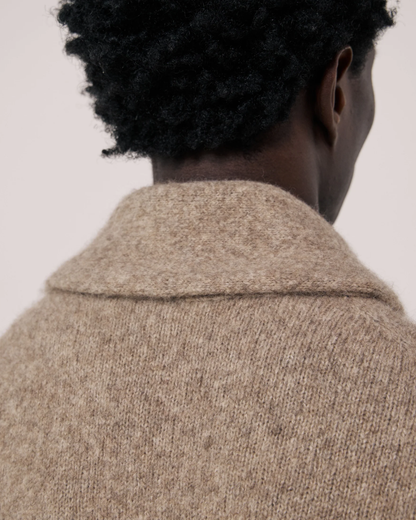 Yak & Alpaca Wool Shawl Sweater | Taupe