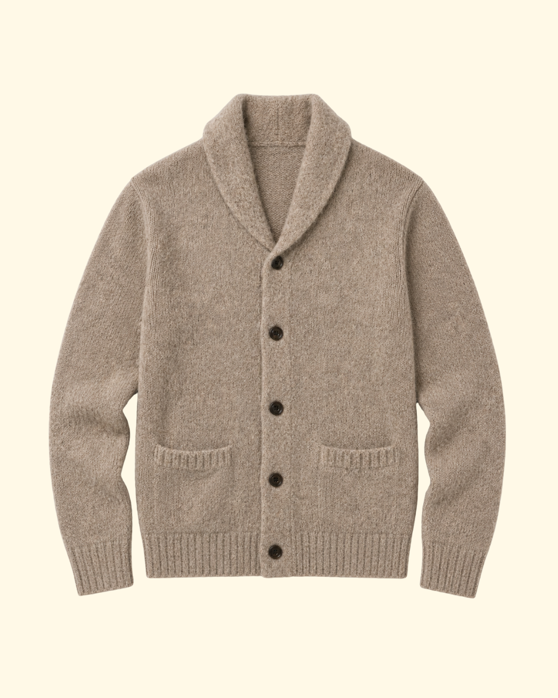 Yak & Alpaca Wool Shawl Sweater | Taupe