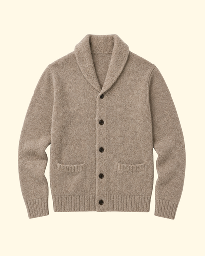 Yak & Alpaca Wool Shawl Sweater | Taupe
