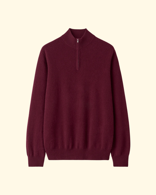 Cashmere Half Zip | Bordeaux