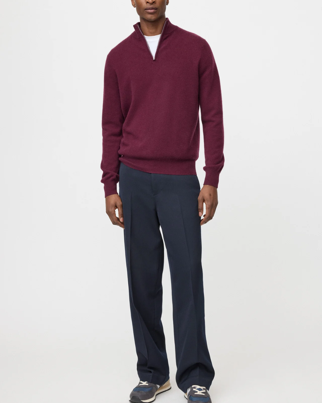 Cashmere Half Zip | Bordeaux