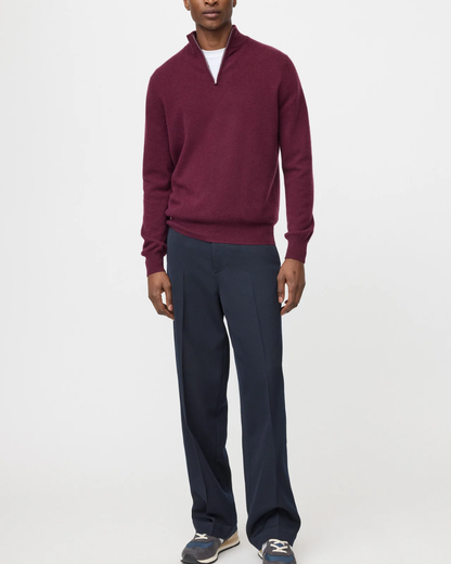 Cashmere Half Zip | Bordeaux