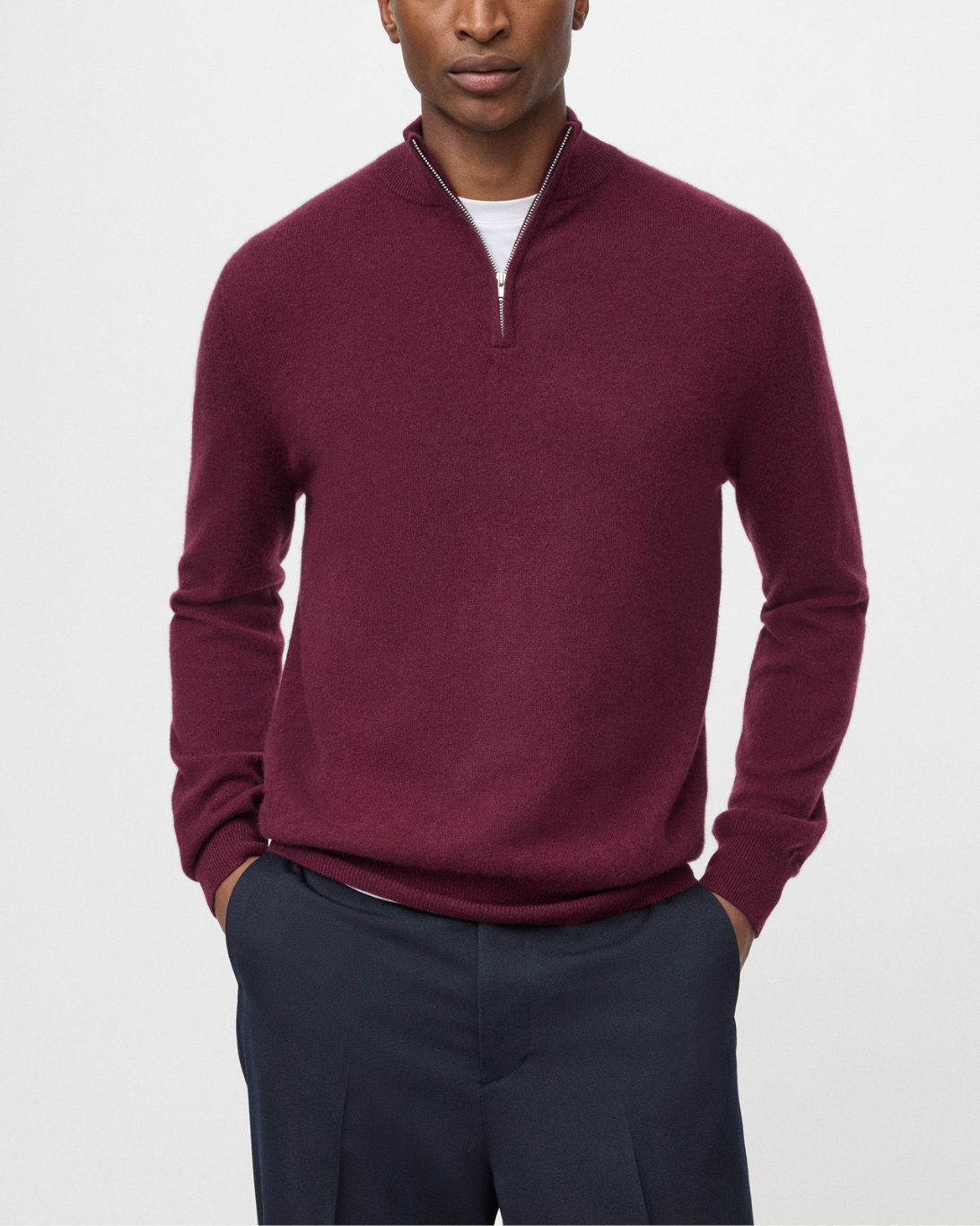 Cashmere Half Zip | Bordeaux