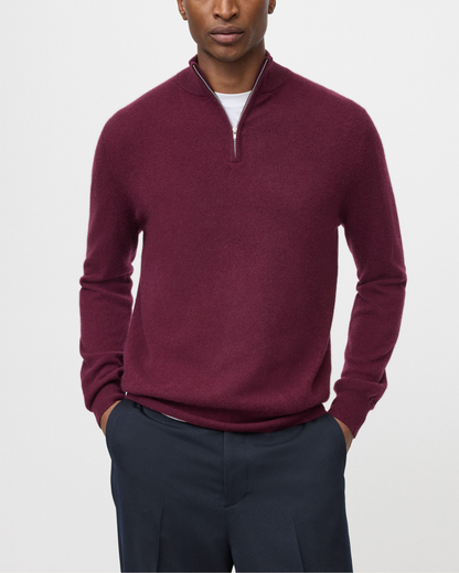Cashmere Half Zip | Bordeaux