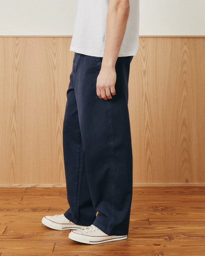 Wide Twill Pant | Navy