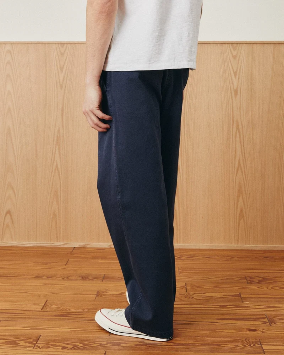 Wide Twill Pant | Navy