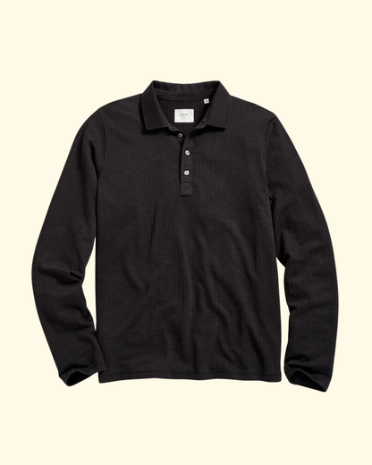 LS Herringbone Polo | Black