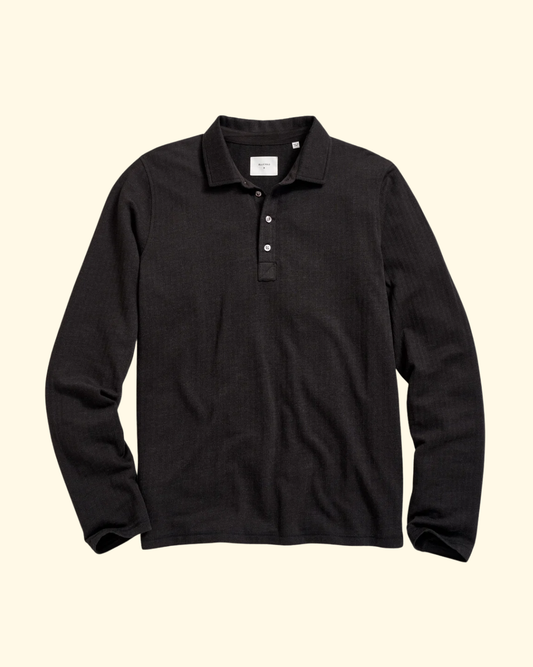 LS Herringbone Polo | Black