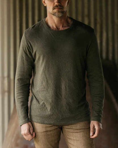 Drill Double Knit Crewneck | Military Green