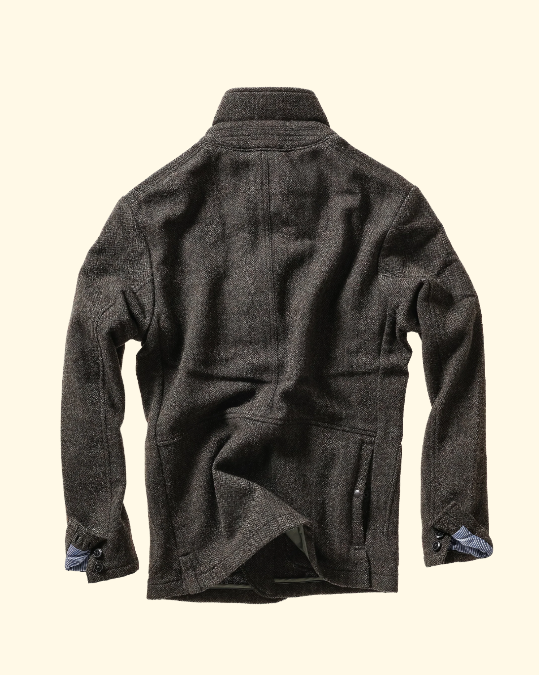 Heritage Trap Blazer | Char Olive Herringbone