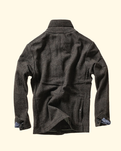 Heritage Trap Blazer | Char Olive Herringbone
