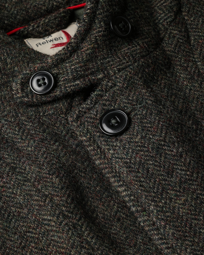 Heritage Trap Blazer | Char Olive Herringbone
