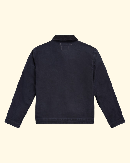Corduroy-Collar Cotton Deck Jacket | Dark Navy