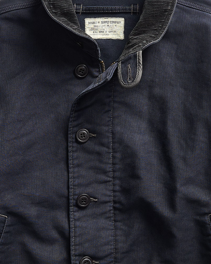 Corduroy-Collar Cotton Deck Jacket | Dark Navy