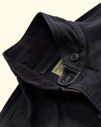 Corduroy-Collar Cotton Deck Jacket | Dark Navy