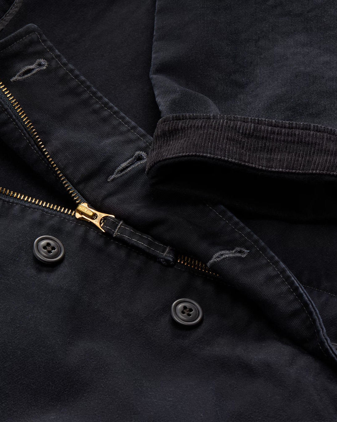 Corduroy-Collar Cotton Deck Jacket | Dark Navy