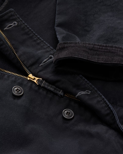 Corduroy-Collar Cotton Deck Jacket | Dark Navy