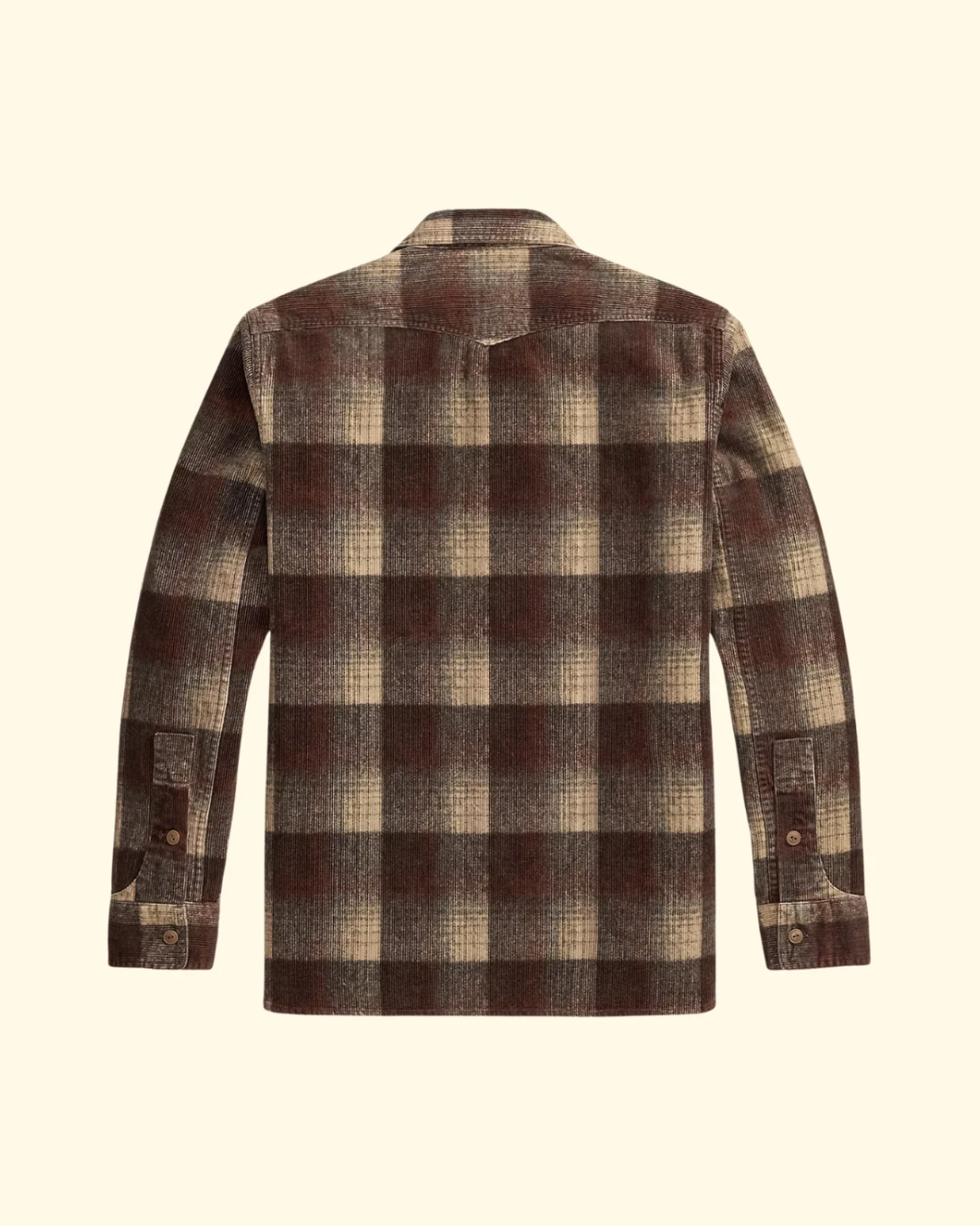 Plaid-Print Corduroy Workshirt | Brown Grey