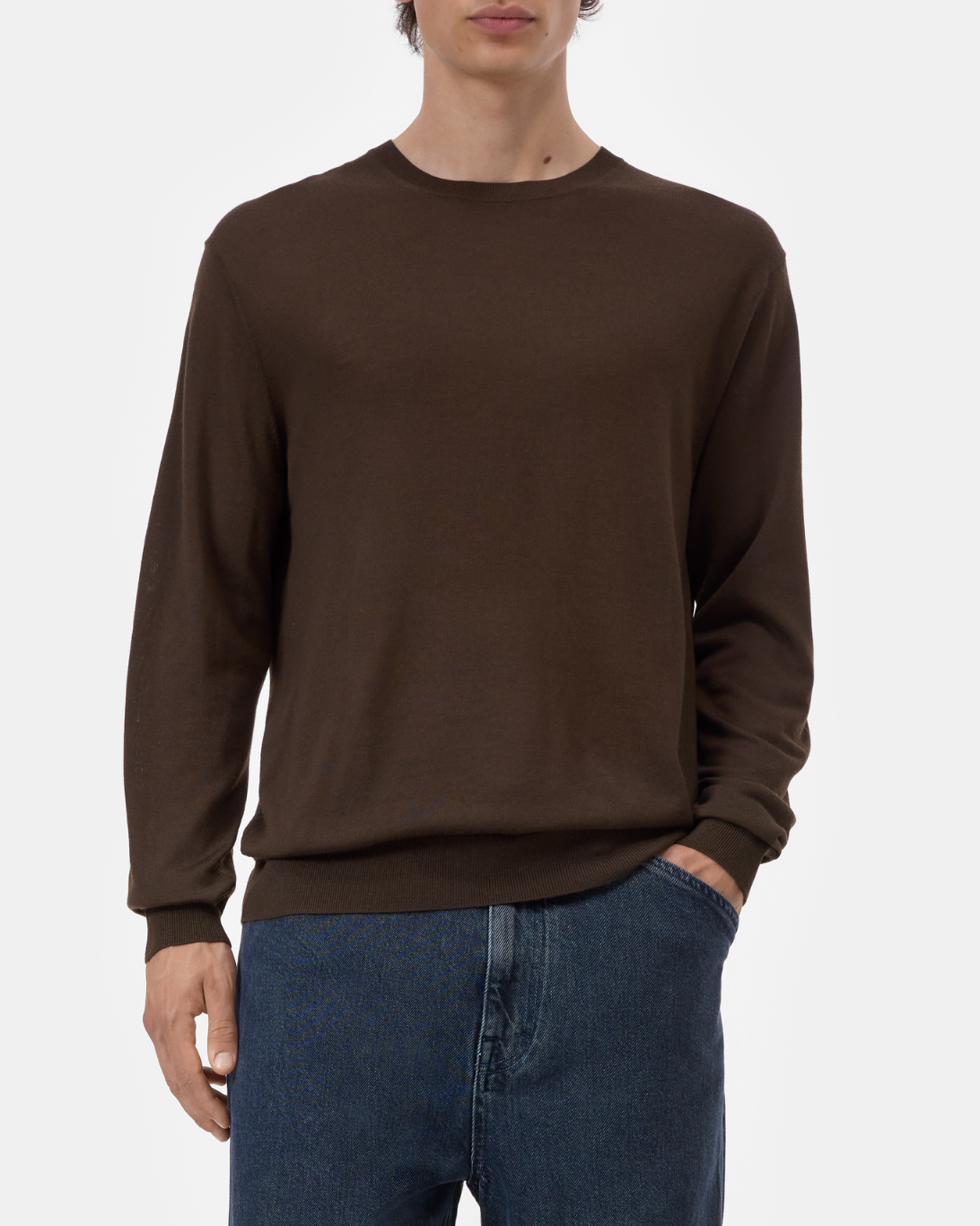 Fine Knit Crewneck | Espresso Brown