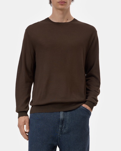 Fine Knit Crewneck | Espresso Brown