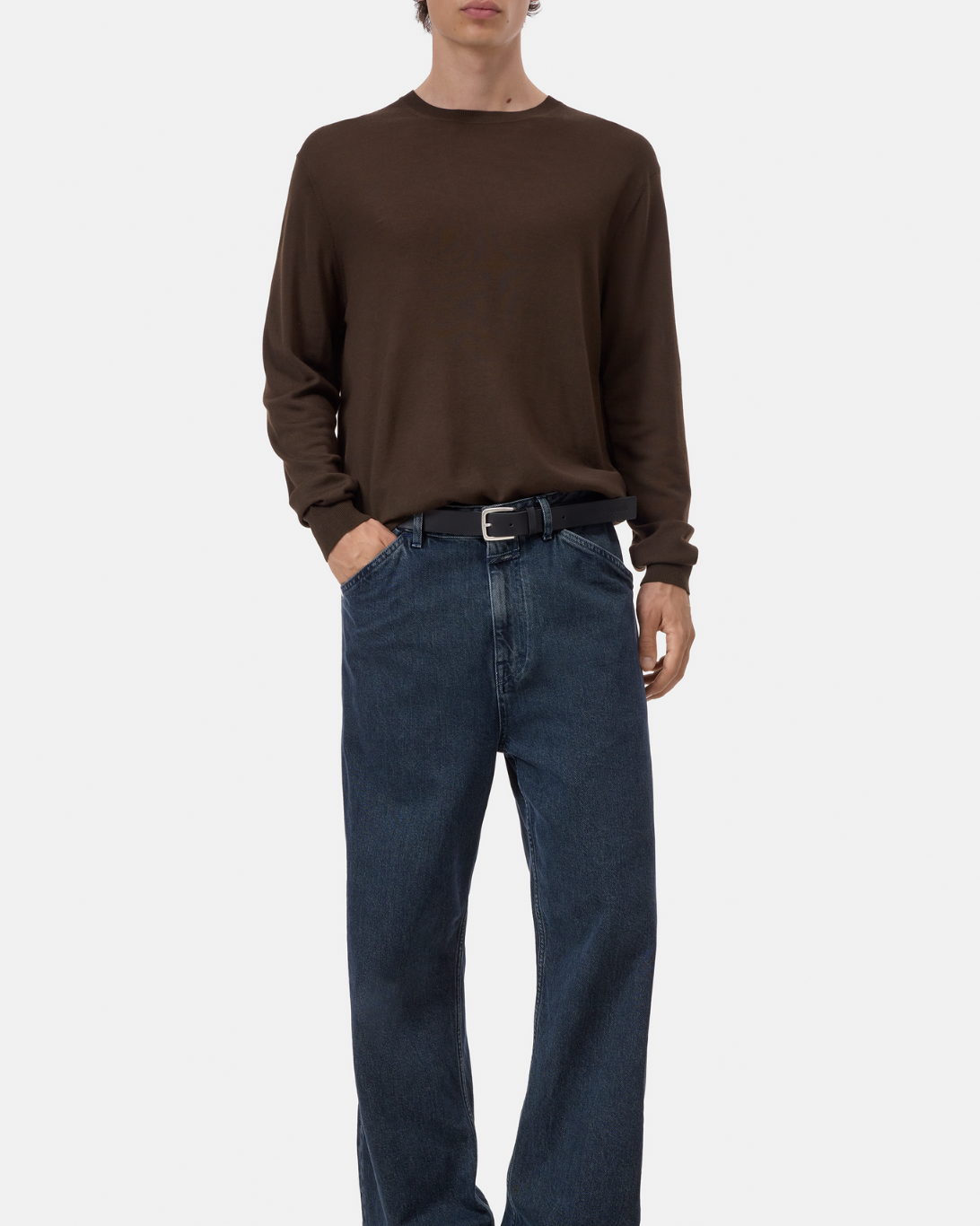 Fine Knit Crewneck | Espresso Brown