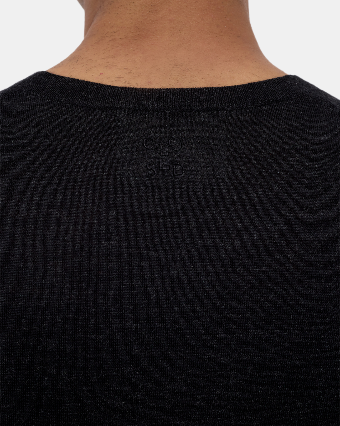 Fine Knit Crewneck | Black Melange