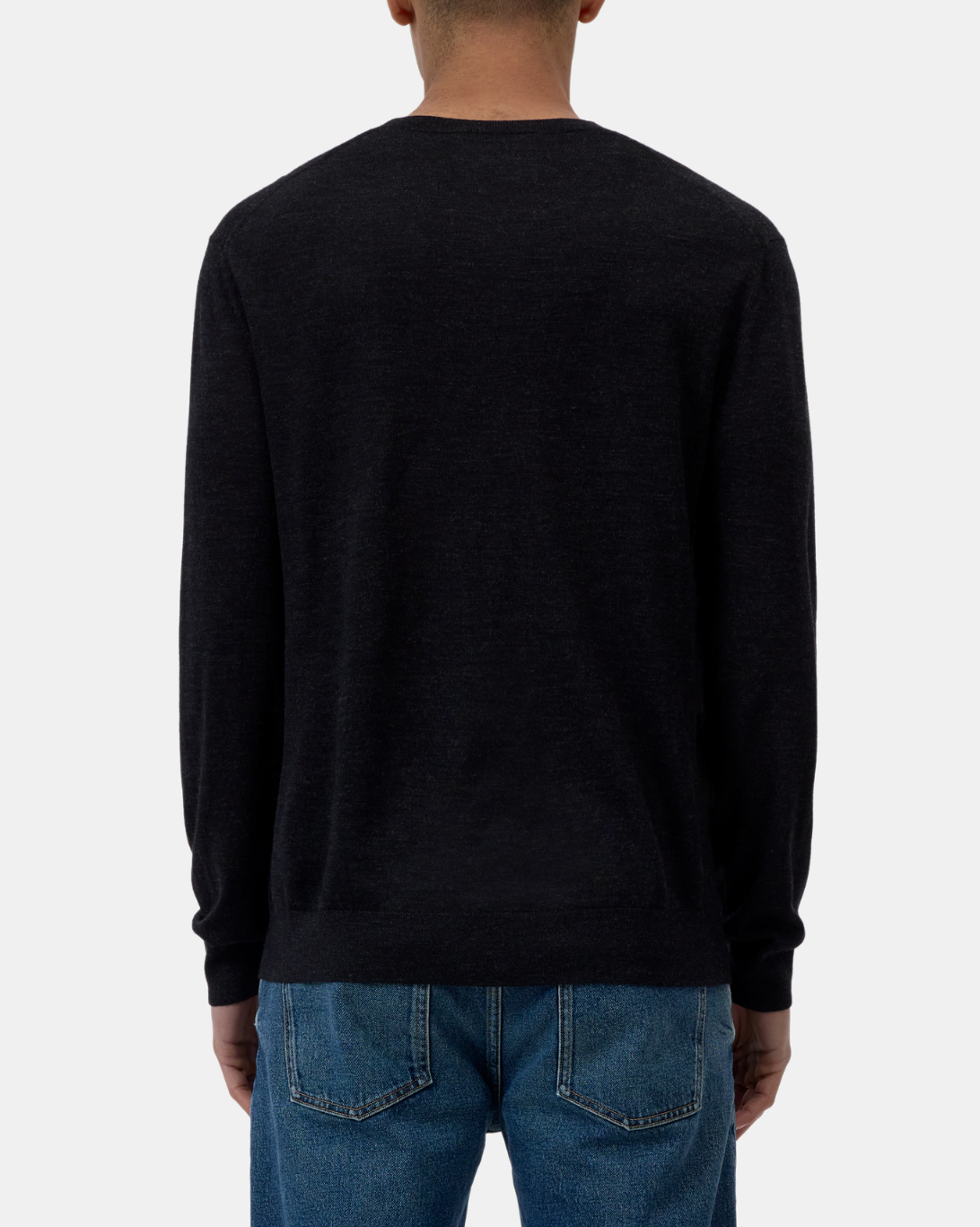 Fine Knit Crewneck | Black Melange