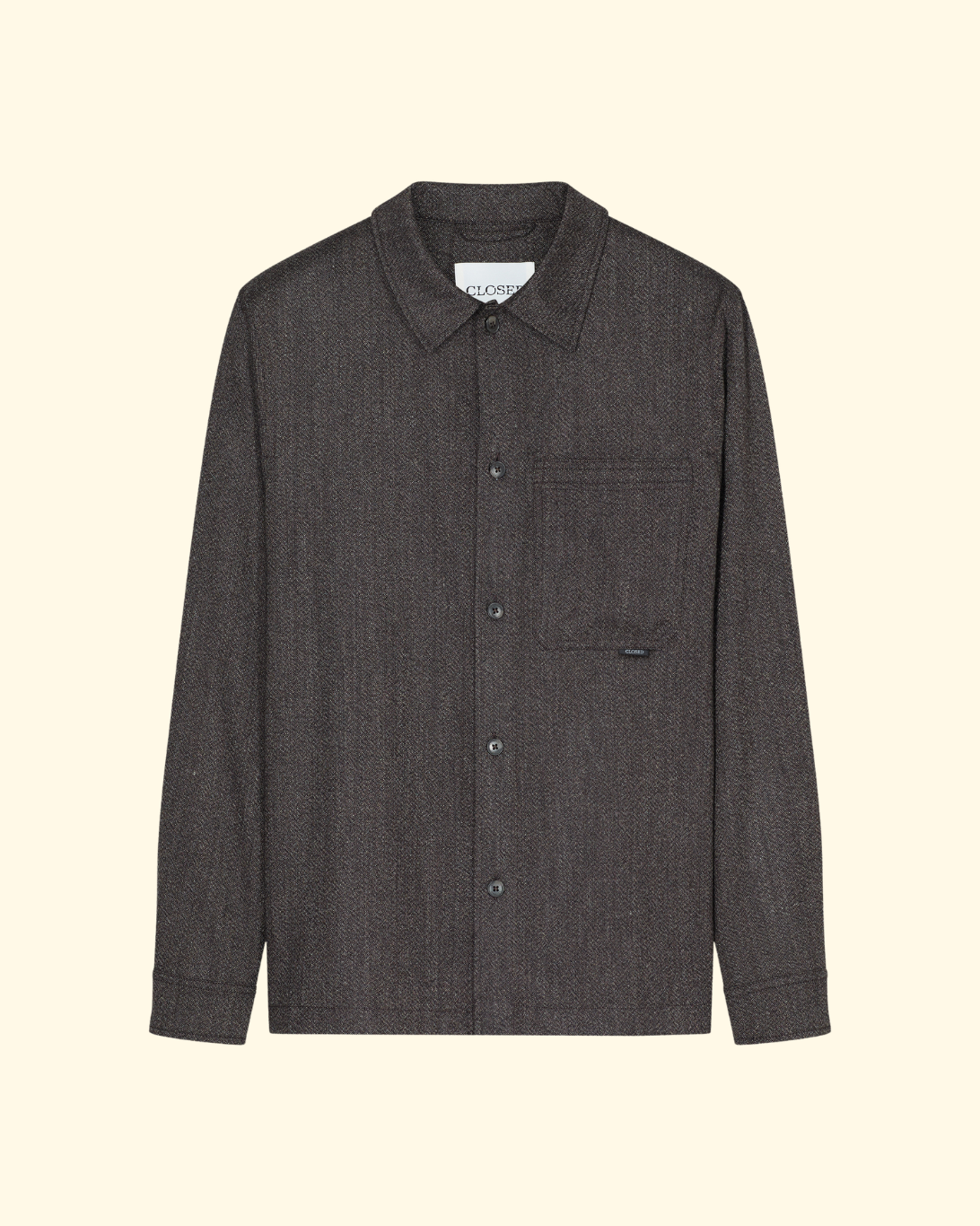Textured Wool Overshirt | Espresso Melange