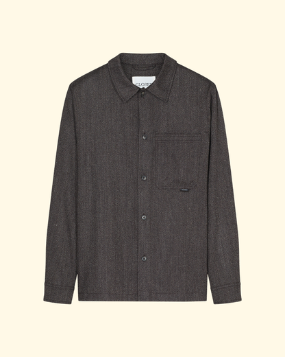 Textured Wool Overshirt | Espresso Melange