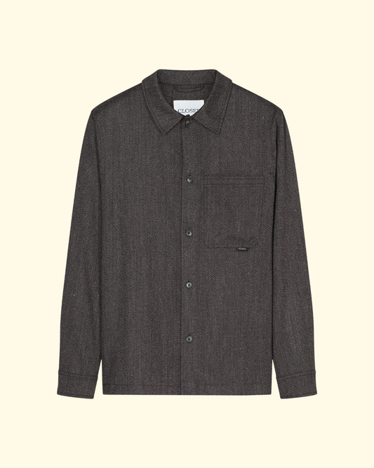 Textured Wool Overshirt | Espresso Melange