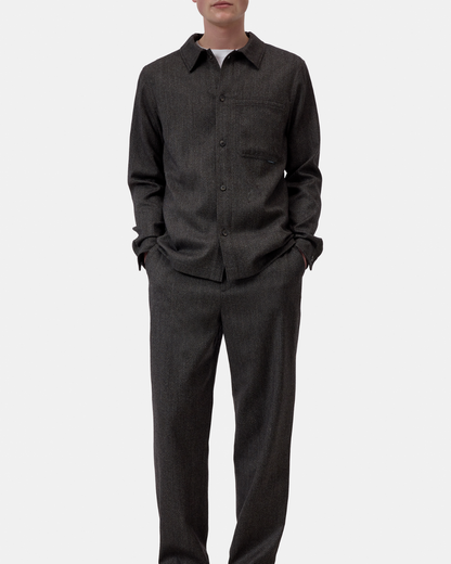 Textured Wool Overshirt | Espresso Melange