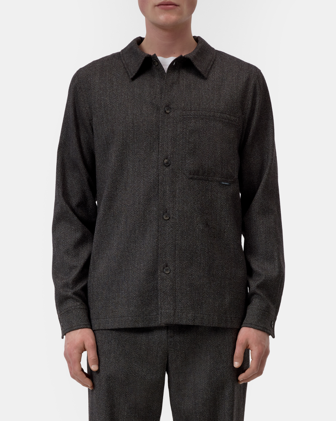 Textured Wool Overshirt | Espresso Melange