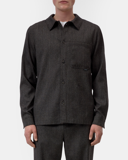 Textured Wool Overshirt | Espresso Melange