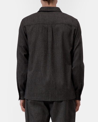 Textured Wool Overshirt | Espresso Melange