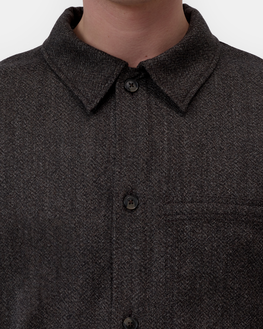Textured Wool Overshirt | Espresso Melange