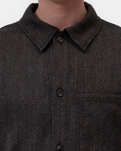 Textured Wool Overshirt | Espresso Melange