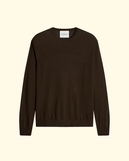 Fine Knit Crewneck | Espresso Brown