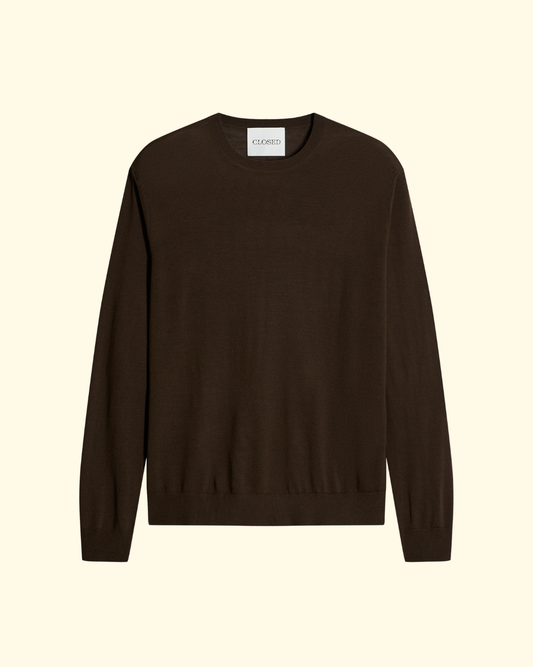 Fine Knit Crewneck | Espresso Brown