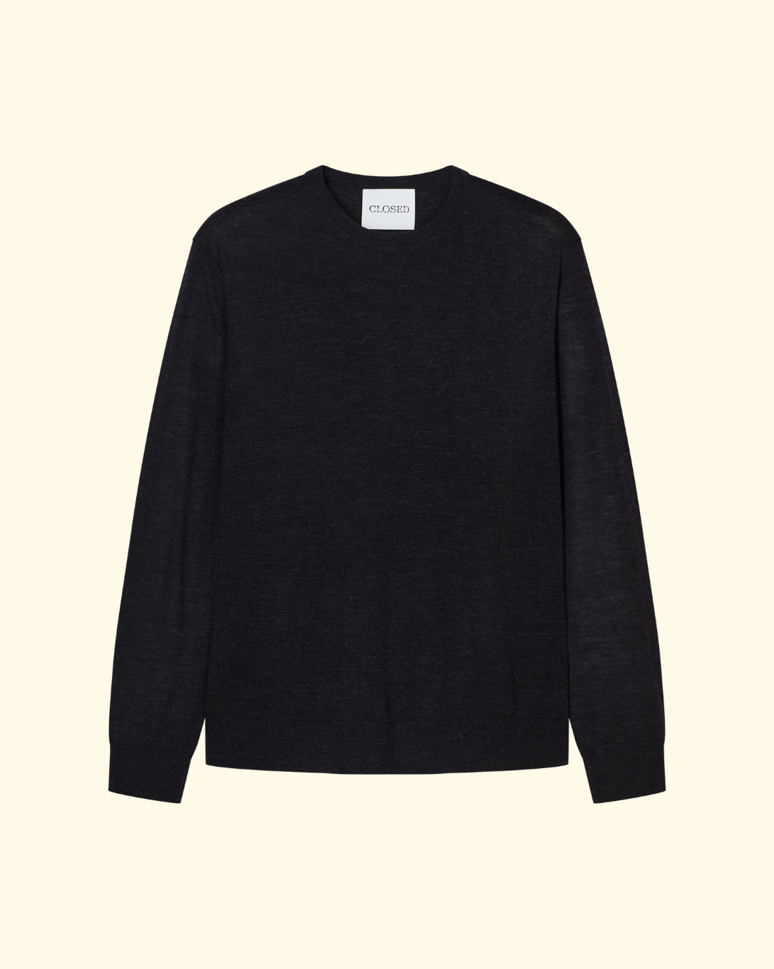 Fine Knit Crewneck | Black Melange