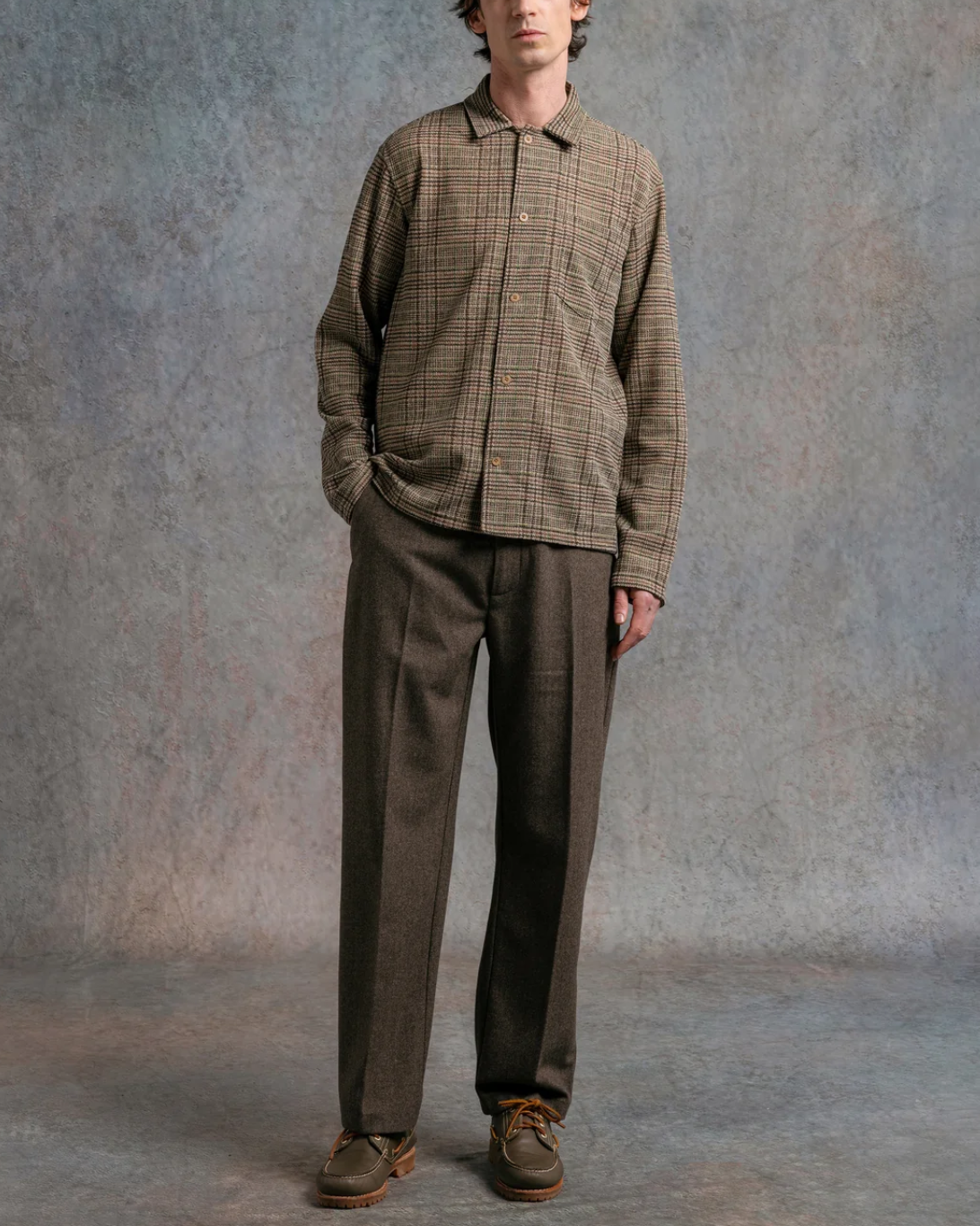 Portree Check Overshirt | Peat