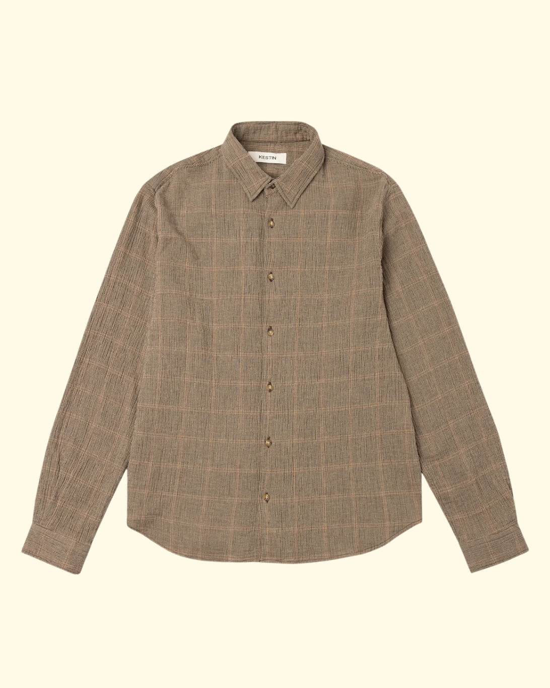 Dirleton Crinkle Cotton Shirt | Khaki Check