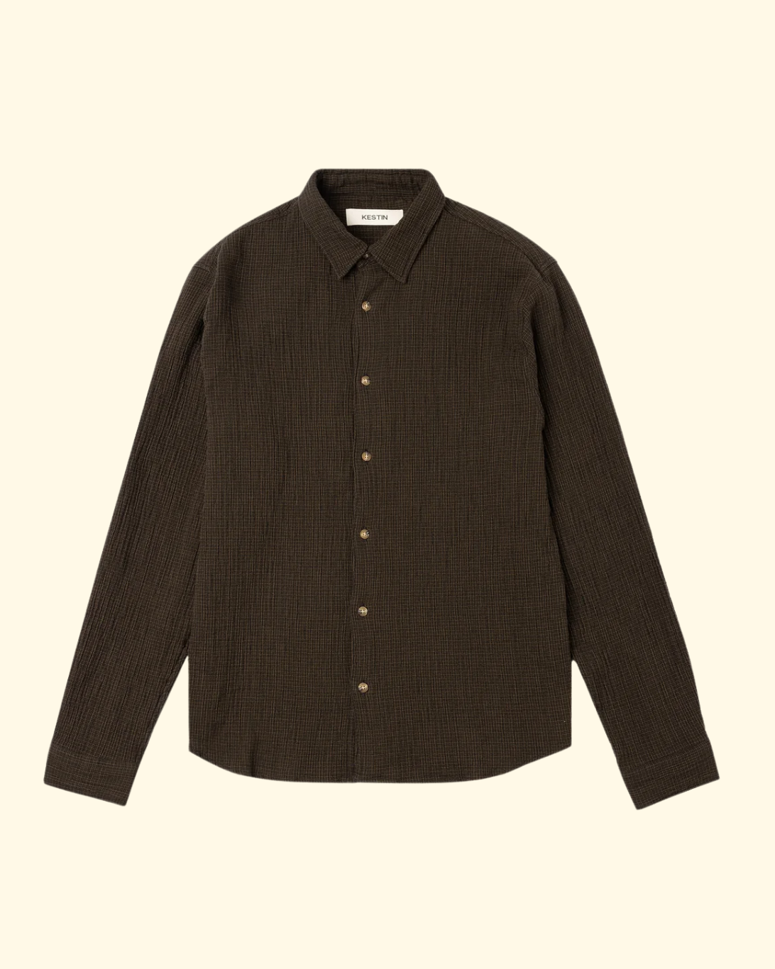 Dirleton Crinkle Cotton Shirt | Olive Check