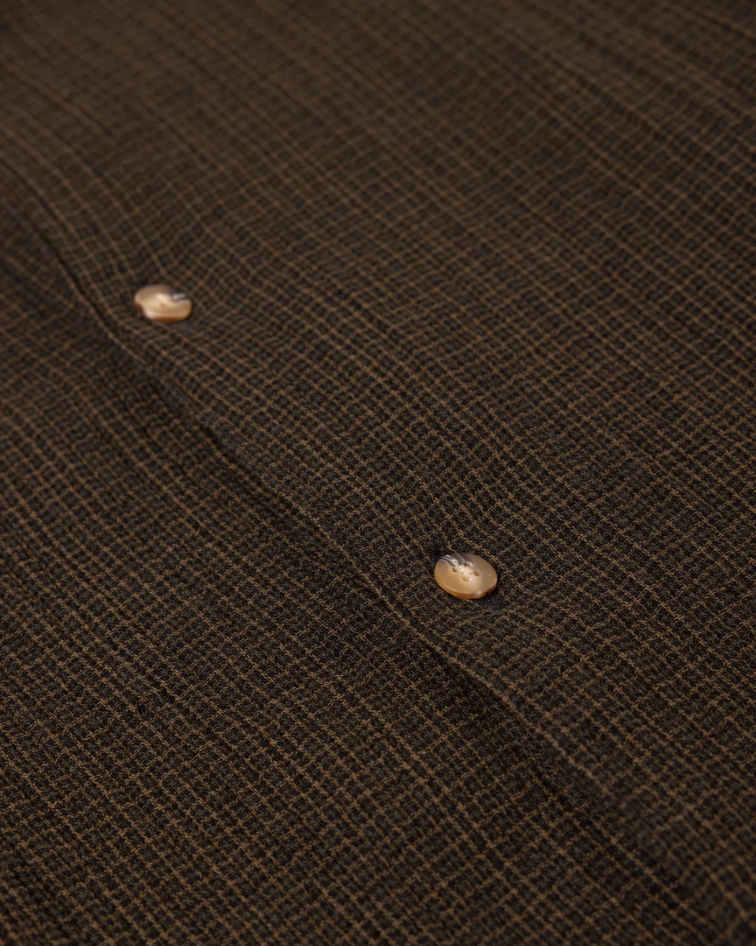 Dirleton Crinkle Cotton Shirt | Olive Check