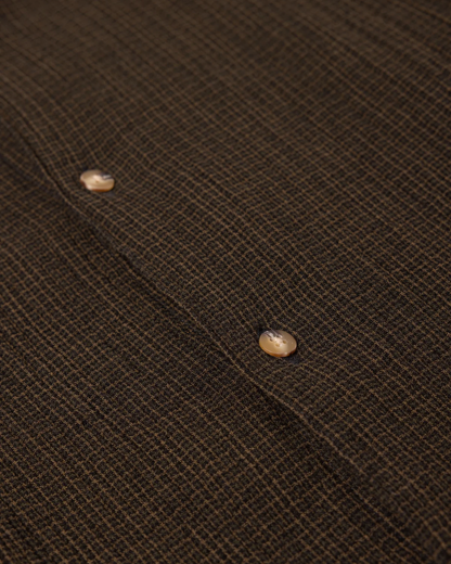 Dirleton Crinkle Cotton Shirt | Olive Check