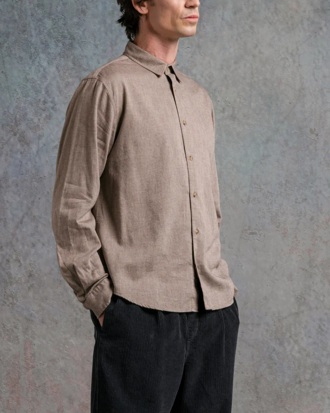 Dirleton Herringbone Shirt | Brown