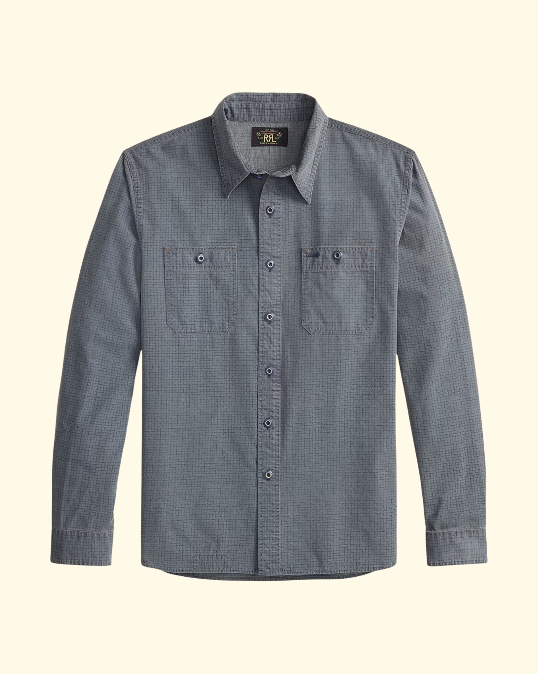 Check-Print Woven Workshirt | Blue Navy
