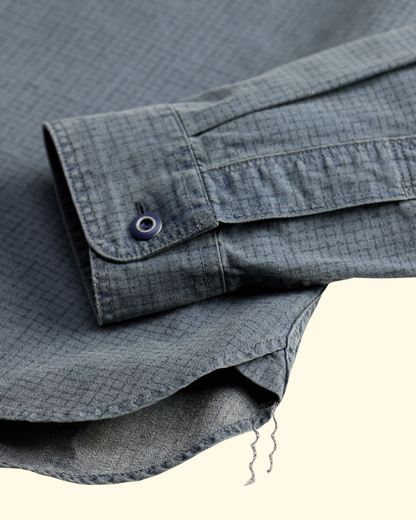 Check-Print Woven Workshirt | Blue Navy