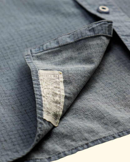 Check-Print Woven Workshirt | Blue Navy