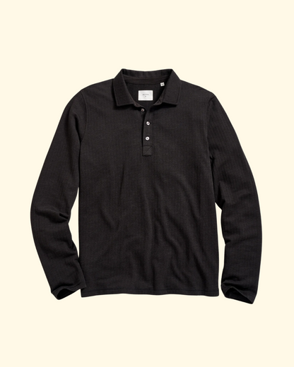 LS Herringbone Polo | Black
