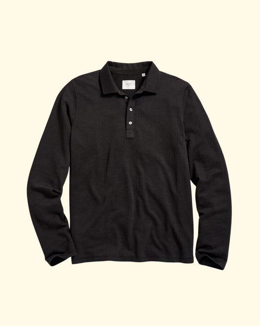 LS Herringbone Polo | Black